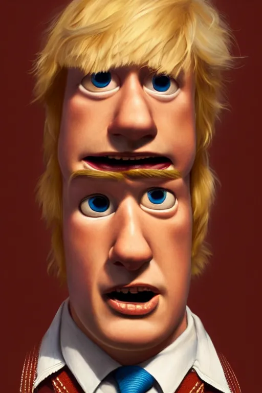 Image similar to Boris Johnson as Woody from Toy Story, Boris Johnson hairstyle, realistic portrait, symmetrical, highly detailed, digital painting, artstation, concept art, smooth, sharp focus, illustration, cinematic lighting, art by artgerm and greg rutkowski and alphonse mucha