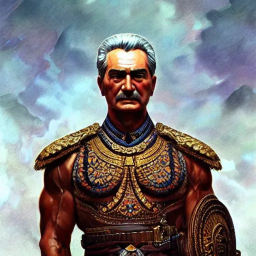 Prompt: fullbody portrait of mustafa kemal atatürk, muscular, upper body,big chest, amazon warrior, fantasy, intricate, elegant, highly detailed, digital painting, artstation, concept art, matte, sharp focus, illustration, art by Artgerm and Greg Rutkowski and Alphonse Mucha