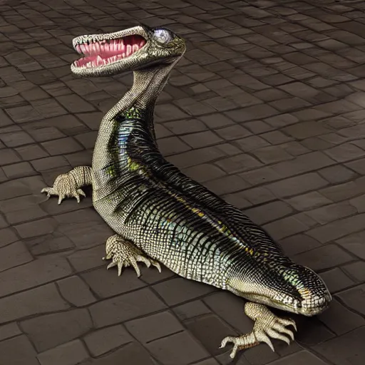 Image similar to High Resolution!! reptilian Tiktok Influencer dancing in Dubai, photorealistic, 8K, nofilter, hyperrealistic