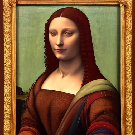 Image similar to portrait of a beautiful woman, oil painting by Da Vinci
