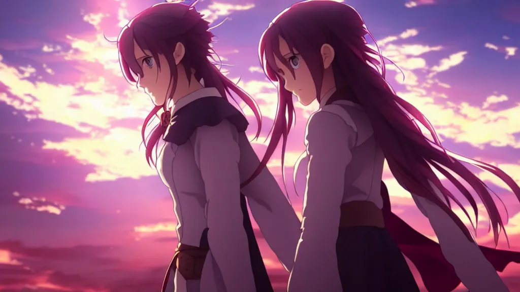 Image similar to emma watson in heavens feel movie, demon slayer, ufotable, kyoani, high quality, key visual, cinematic, city background, night time, rooftop, fate stay night, unlimited blade works, greg rutkowski, high resolution, dynamic pose, extreme close up, rin outfit, anime, high angle, high budget