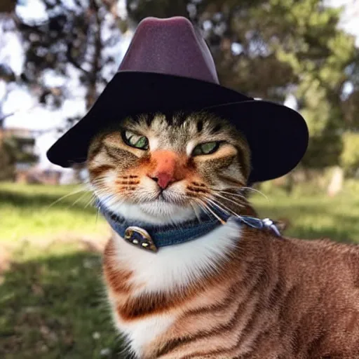 Prompt: a crying cat wearing a cowboy hat