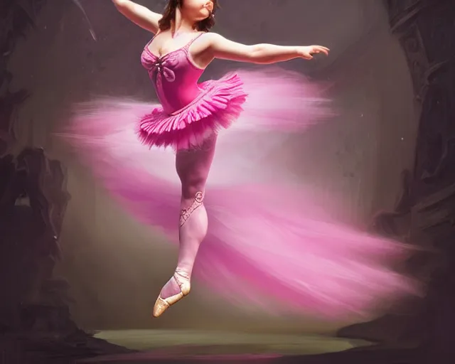 Image similar to photography of jack black dancing in a pink ballerina outfit, full body shot, deep focus, d & d and mtg, fantasy, intricate, elegant, highly detailed, digital painting, artstation, concept art, matte, sharp focus, illustration, hearthstone, art by artgerm and greg rutkowski and alphonse mucha