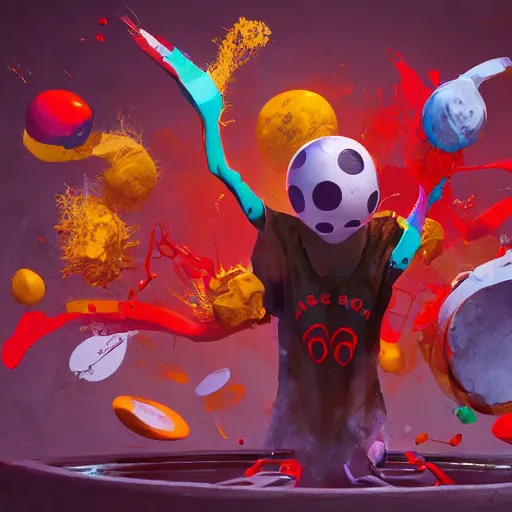 Image similar to Playing sports video games by Alex Pardee and Nekro and Petros Afshar, unstirred paint, vivid color, cgsociety 4K