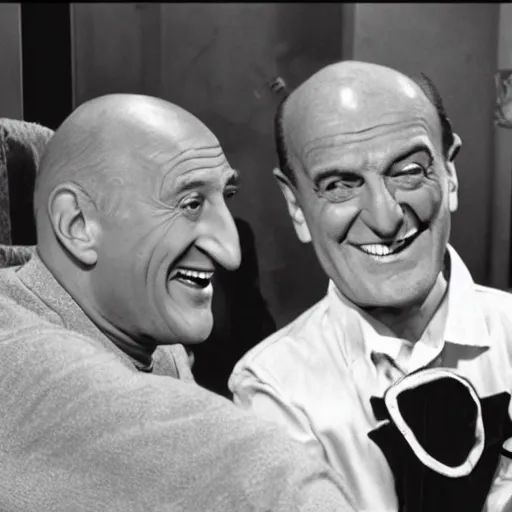 Image similar to Bourvil and Louis de Funès laughing out loud