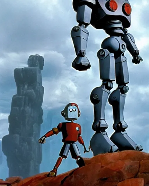 Prompt: Iron Giant made of porcelain, Warner Bros. 1999