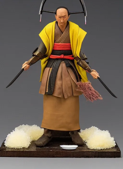 Image similar to a samurai, sponge sculpture