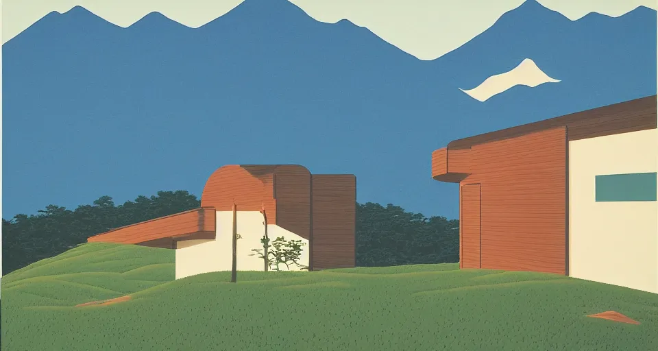 Image similar to mountain house, hiroshi nagai