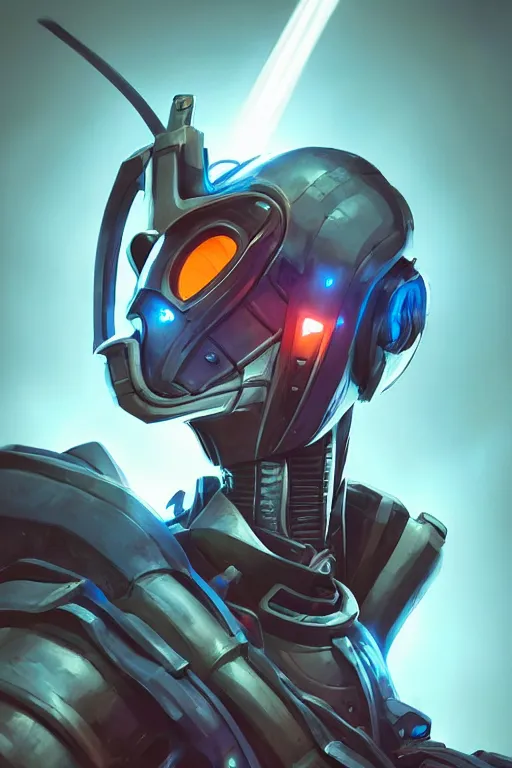 Image similar to epic mask helmet robot ninja portrait stylized as fornite style game design fanart by concept artist gervasio canda, behance hd by jesper ejsing, by rhads, makoto shinkai and lois van baarle, ilya kuvshinov, rossdraws global illumination radiating a glowing aura global illumination ray tracing hdr render in unreal engine 5