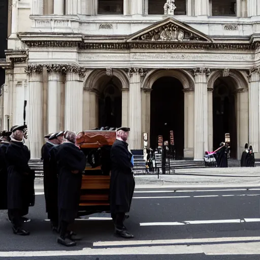 Image similar to st. paul ’ s cathedral in london, funeral procession for a minion