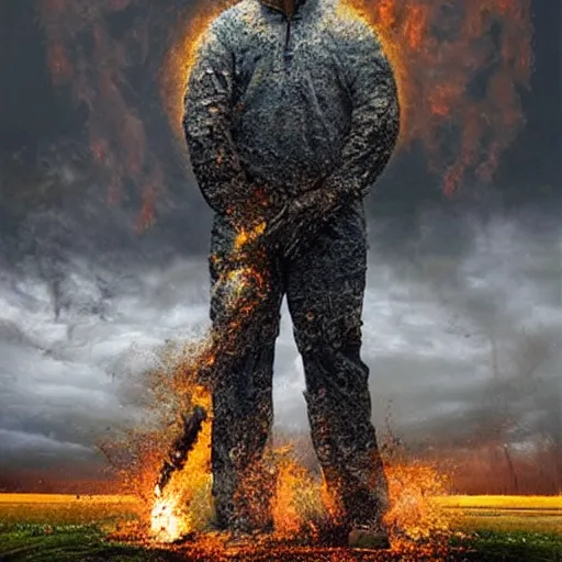 Image similar to extremely realistic fibrous elemental figures infused with exploding fire crystals Painting by Erik Johansson