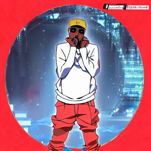 Image similar to anime key visual of rapper Kanye west, pixiv, portrait