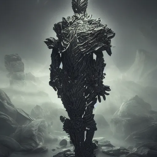 Prompt: vegetal humanoid armored botanical rune covered armor nanotechnology kryptonite protomolecule utility fog tendrils high contrast cinematic light, mystical shadows, sharp focus, divine realm of gods, octane render