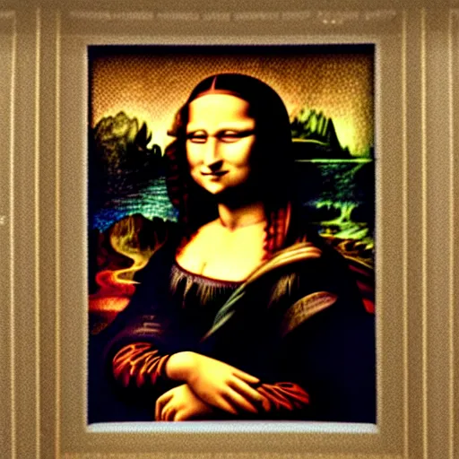 Image similar to mona lisa in the style of ancient mosaic