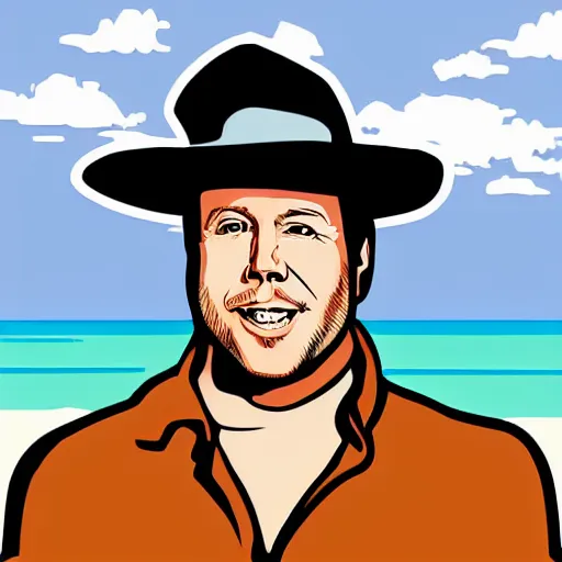 Prompt: alex jones on a beach, digital art, iconic icon, 2 d vector logo, cartoon, t - shirt design