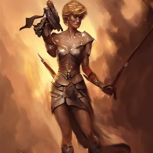 Prompt: Princess Diana Spencer as a warrior by Stanley Artgerm Lau, WLOP, Rossdraws, Frank Frazetta, Andrei Riabovitchev, Marc Simonetti, trending on artstation