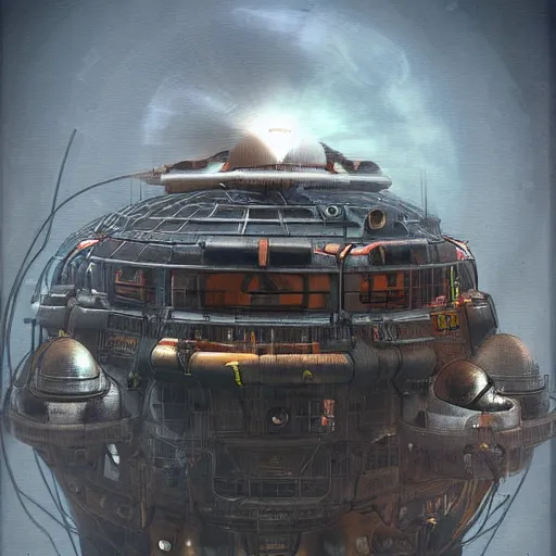 Image similar to dieselpunk mothership, digital art, hd, 4k by David Michalczyk
