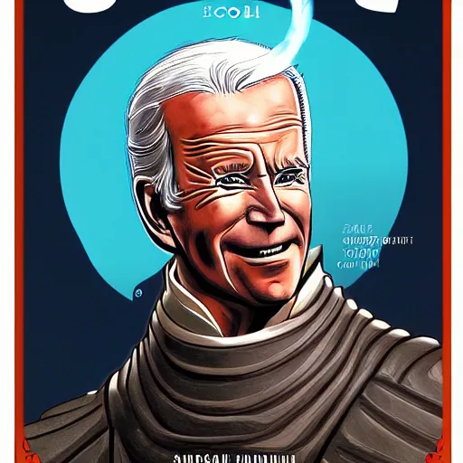 Image similar to book cover god emperor of dune. cartoon joe biden face on sandworm. cover art cgi movie poster style