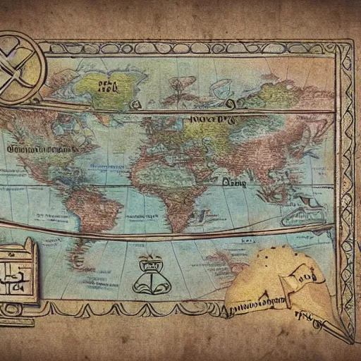 Image similar to ancient colorful map, labyrinth map, scroll, old paper