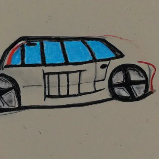 Prompt: a car wreck drawn by a child