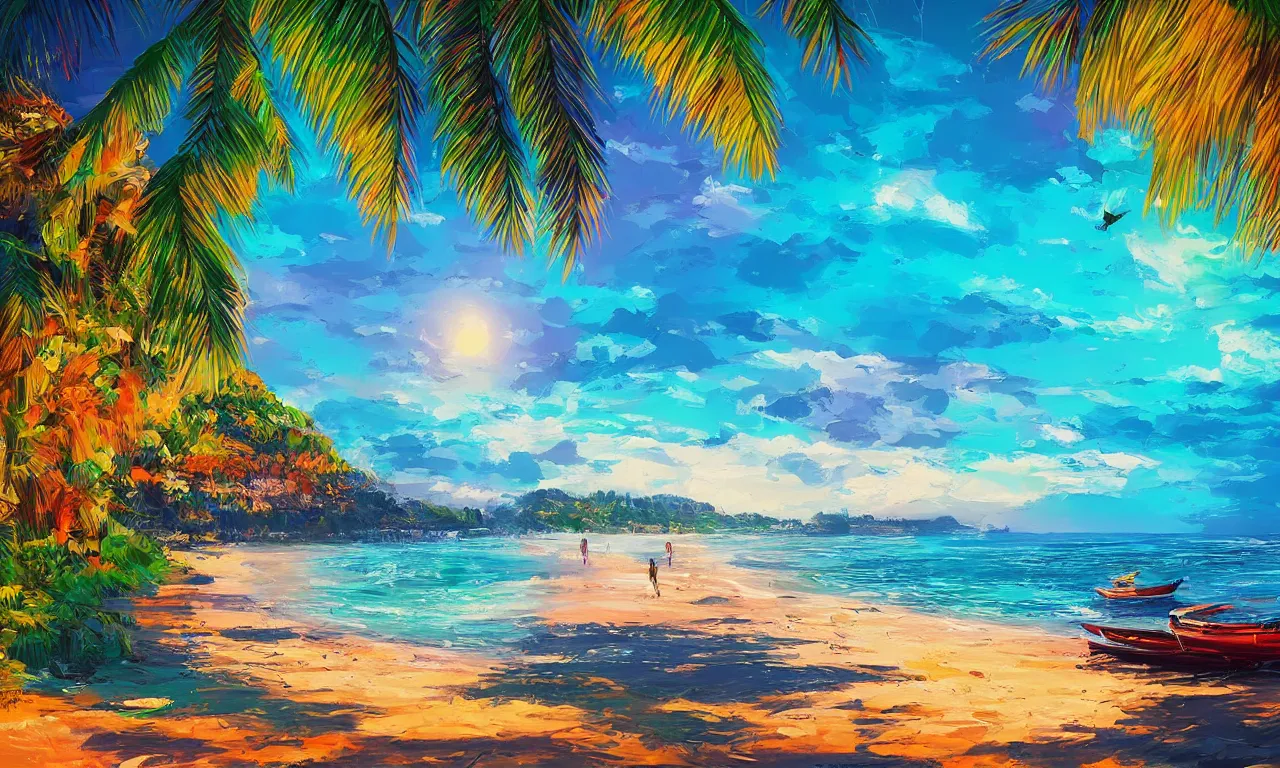 Image similar to paradise beach by alena aenami artworks in 4 k