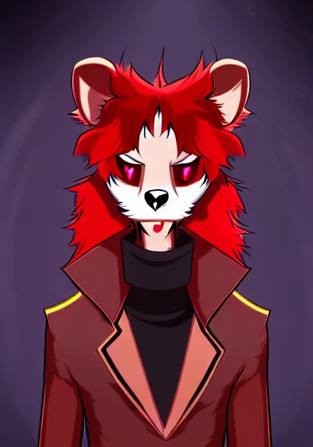 Image similar to furry - male - red - black - weasel - necromancer - fursona uhd ue 5 visual novel pc game expressions