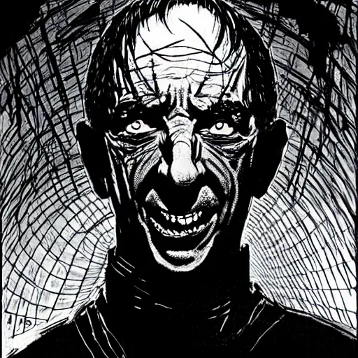 Prompt: Mister Rodgers looking sinister, by Tsutomu Nihei, highly detailed