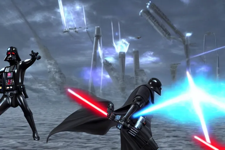 Prompt: Screenshot from Darth vader in Xenoblade Chronicles