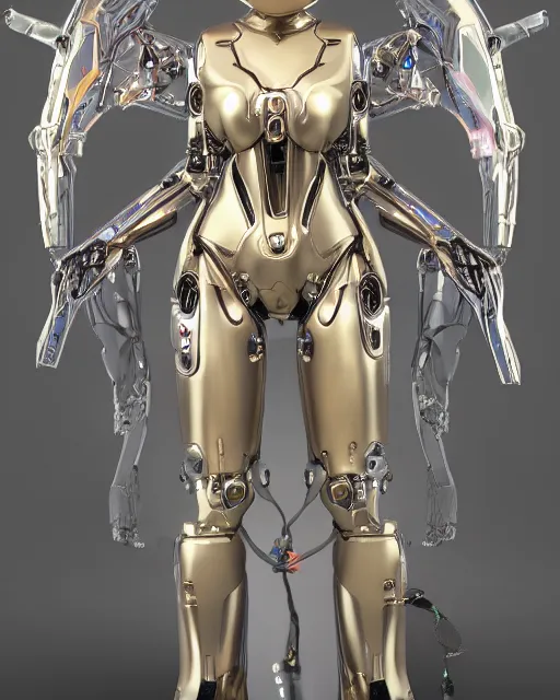 Image similar to cyber angel with solarpunk mecha humanoid robotic parts with bright led lights, pudica pose gesture, by bouguereau, ultra - realistic and intricate, hdr 8 k