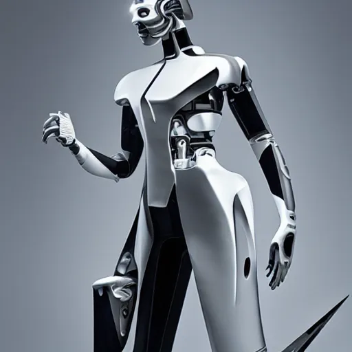 Image similar to a cyborg designed by zaha hadid