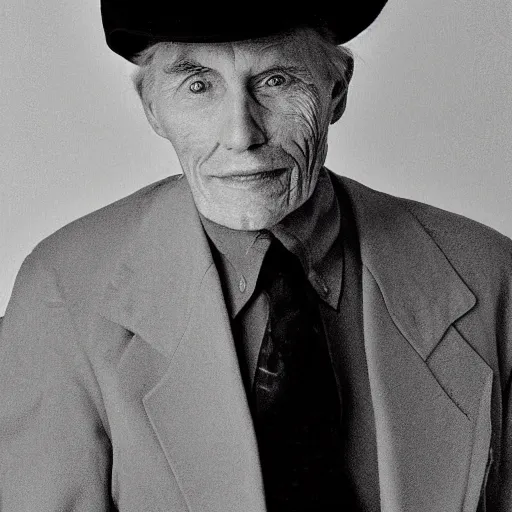 Image similar to A photograph portrait of old Jerma985 in his eighties who looks like Jerma985 wearing a suit with and fedora in the 1990s, taken in the early 1990s, grainy, taken on a 1990s Camera, realistic, hyperrealistic, very realistic, highly detailed, very detailed, extremely detailed, detailed, digital art, trending on artstation, detailed face