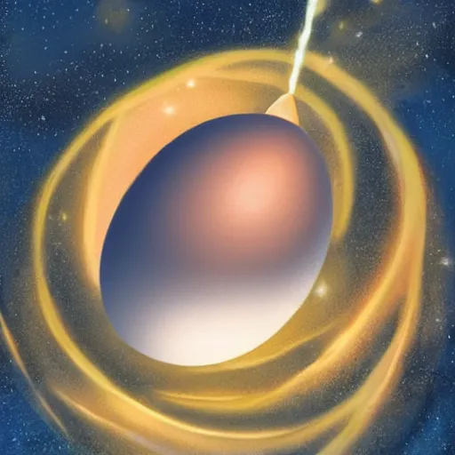 Prompt: an illustration of an egg floating in space, prolific, stunning