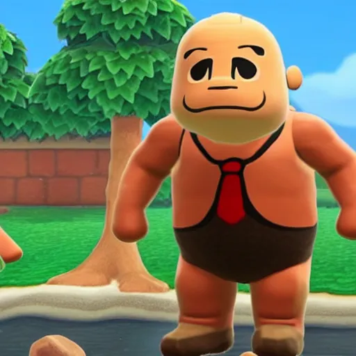 Image similar to dwayne johnson in animal crossing