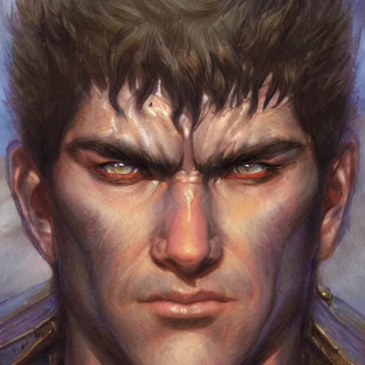 Prompt: guts from berserk as a realistic fantasy d & d character, close - up portrait art by donato giancola and greg rutkowski, realistic face, digital art, trending on artstation