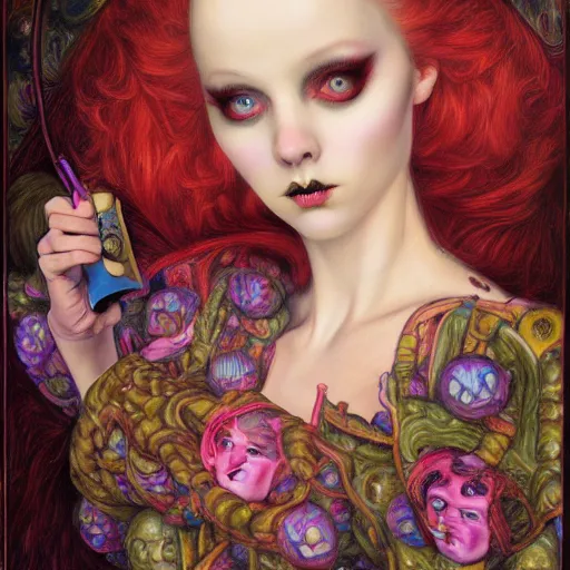 Image similar to a painting in the style of donato giancola and in the style of mark ryden and in the style of natalie shau.