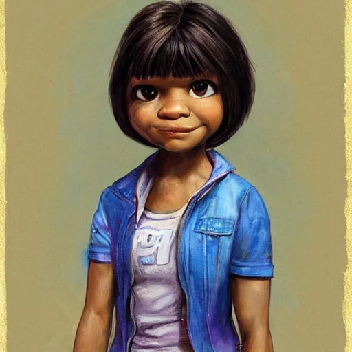 Image similar to portrait of zendaya as dora the explorer, by jean - baptiste monge