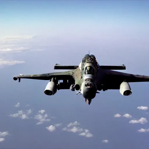 Prompt: a-10 warthog, bombs, explosions, dense jungle, Ariel shot