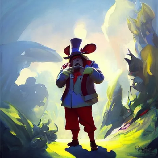 Image similar to greg manchess portrait painting of tweedles from alice in wonderland as overwatch character, medium shot, asymmetrical, profile picture, organic painting, sunny day, matte painting, bold shapes, hard edges, street art, trending on artstation, by huang guangjian, gil elvgren, ruan jia, randy vargas, greg rutkowski