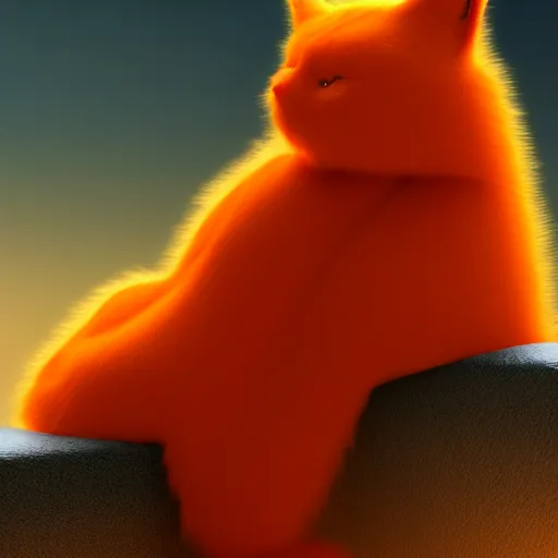 Image similar to A fuzzy orange cat sitting on planet earth, digital art, trending on artstation and unreal engine