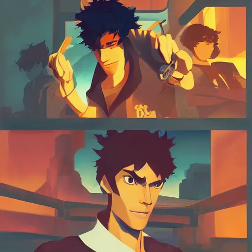 Image similar to face icon stylized minimalist cowboy bebop, loftis, cory behance hd by jesper ejsing, by rhads, makoto shinkai and lois van baarle, ilya kuvshinov, rossdraws global illumination