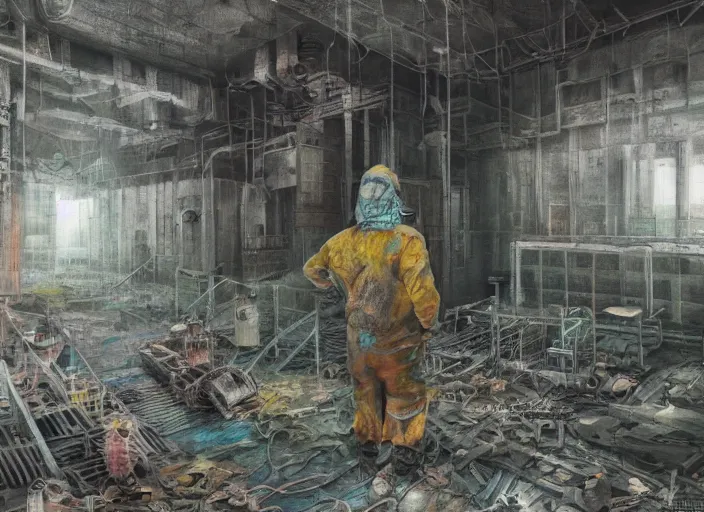 Image similar to detailed full body concept art illustration colorful pastel painting of a nightmare Chernobyl in full intricate detail, ultra detailed, digital art, octane render, 4K, dystopian, micro details