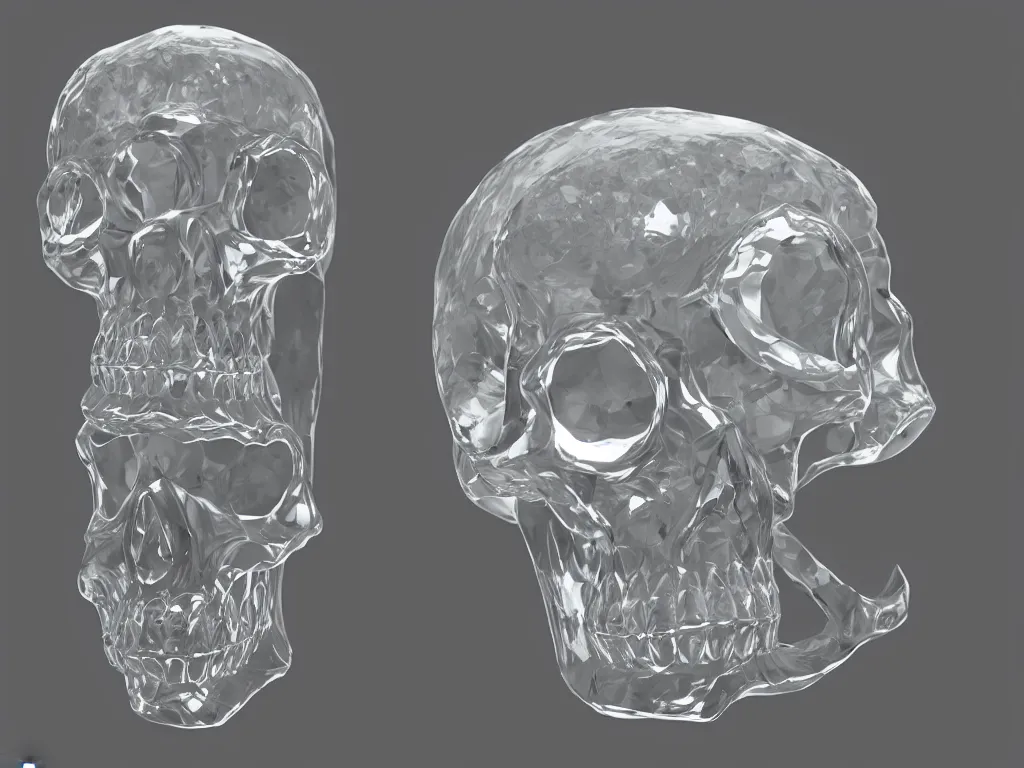 Image similar to portrait of a Quartz Rock Crystal Crystal Skull, unreal engine 5, diffused light, reflections