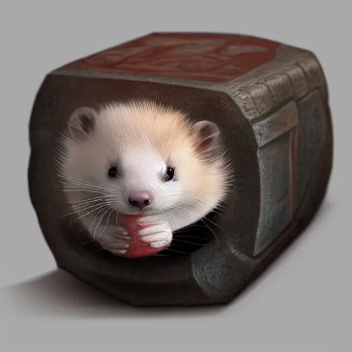 Prompt: A ferret is cuddling the time stone from Avengers, hyperdetailed, artstation, cgsociety, 8k