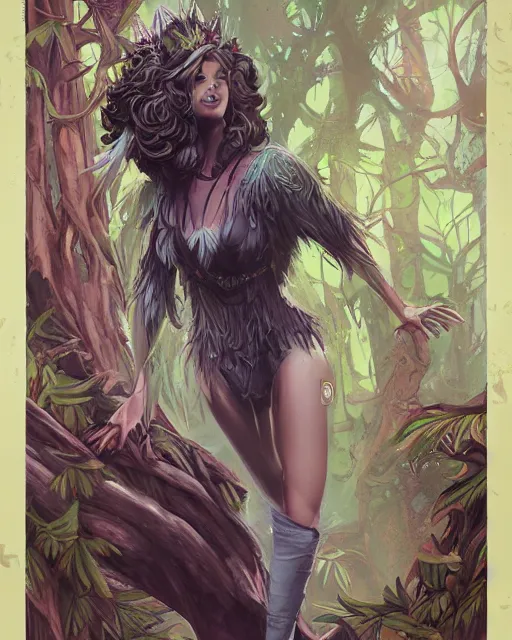 Image similar to rita daniels as the queen of the forest, by Fernanda Suarez and ross tran