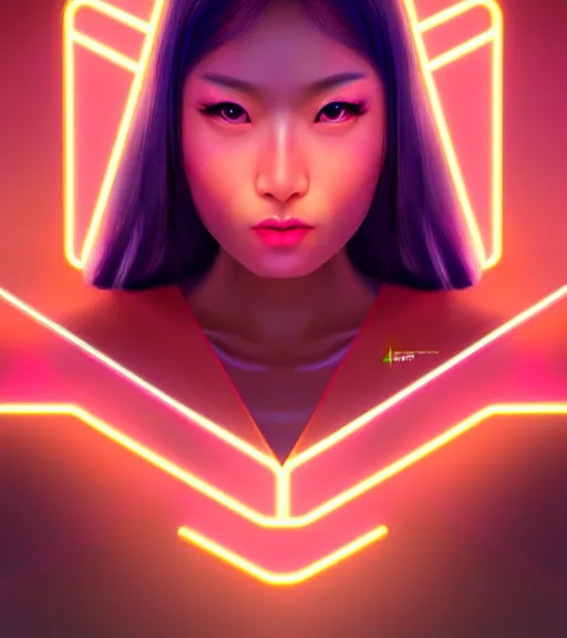 Image similar to symmetry!! asian princess of technology, solid cube of light, hard edges, product render retro - futuristic poster scifi, lasers and neon circuits, beautiful asian princess, intricate, elegant, highly detailed, digital painting, artstation, concept art, smooth, sharp focus, illustration, dreamlike, art by artgerm