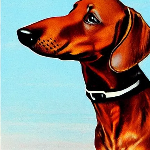 Image similar to a dachshund wearing aviators flying a biplane, detailed