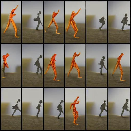 Image similar to One image consisting of ten images of a person walking from left to right, the images has to be in sequence for animation, game art, hd
