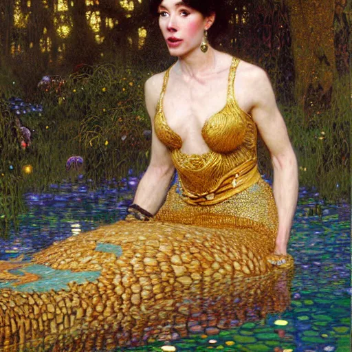 Image similar to portrait of an otter otterwoman wearing a dress. furaffinity forest fantasy highly detailed painting by gaston bussiere craig mullins jc leyendecker gustav klimt artgerm greg rutkowski john berkey, bergey, craig mullins, ruan jia, raymond swanland, jeremy mann, tom lovell, alex malveda