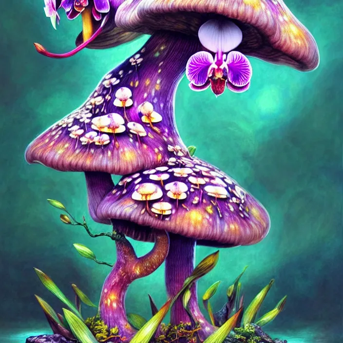 Prompt: extremely psychedelic animal made of orchid and cherry blossom tree and mushroom, LSD animal, diffuse lighting, fantasy, intricate, elegant, highly detailed, lifelike, photorealistic, digital painting, artstation, illustration, concept art, smooth, sharp focus, art by John Collier and Albert Aublet and Krenz Cushart and Artem Demura and Alphonse Mucha