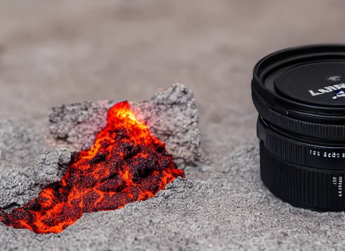 Prompt: dslr photo still of a jar filled with lava, 8 5 mm f 1. 8